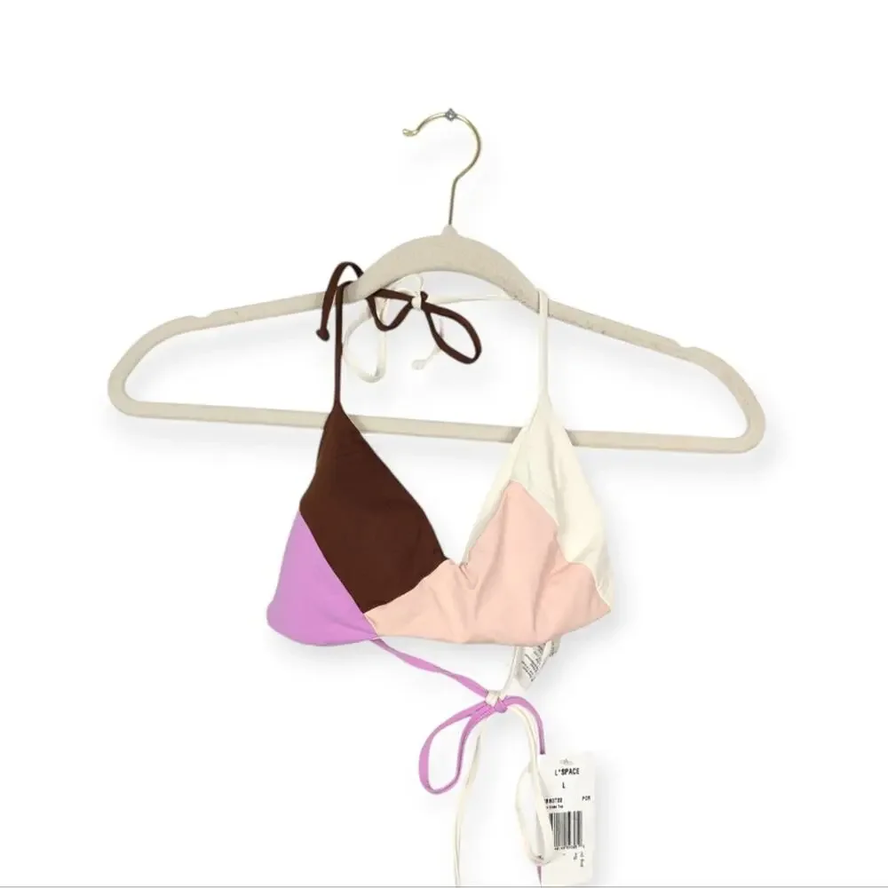 NWT L*Space Sea Glass Color Block Bikini Top Size L